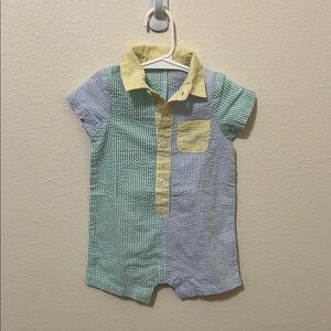 Striped Green and Yellow Baby Romper